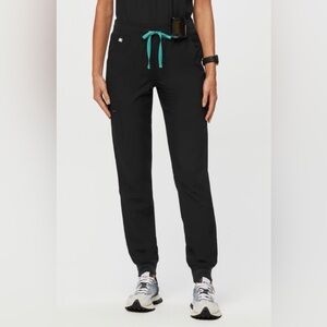 Figs Technical Collection Medical Black Pants With Teal Drawstring Size XL